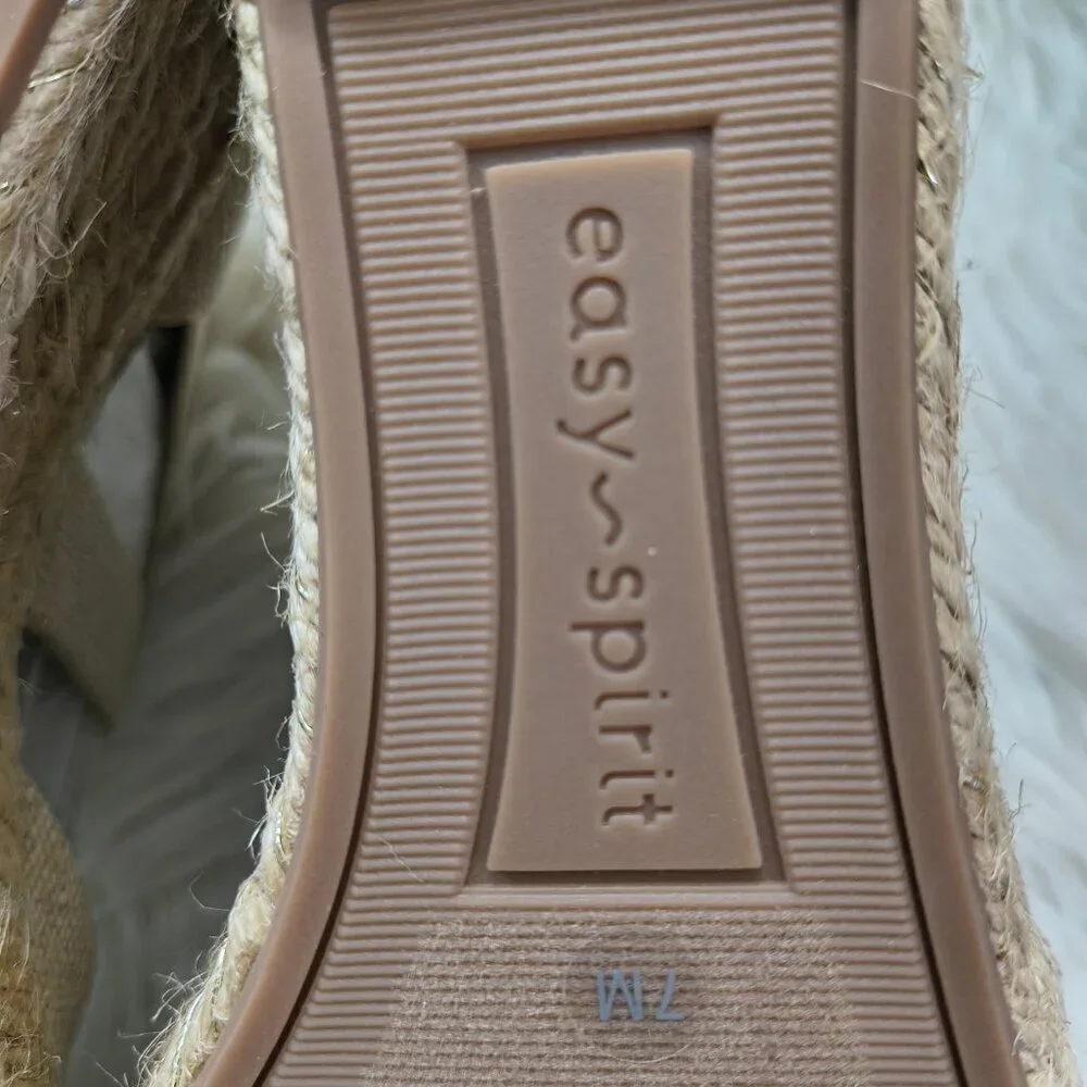 NIB Easy Spirit Mesa Espadrille Wedge - Size 7 Tan / Gold